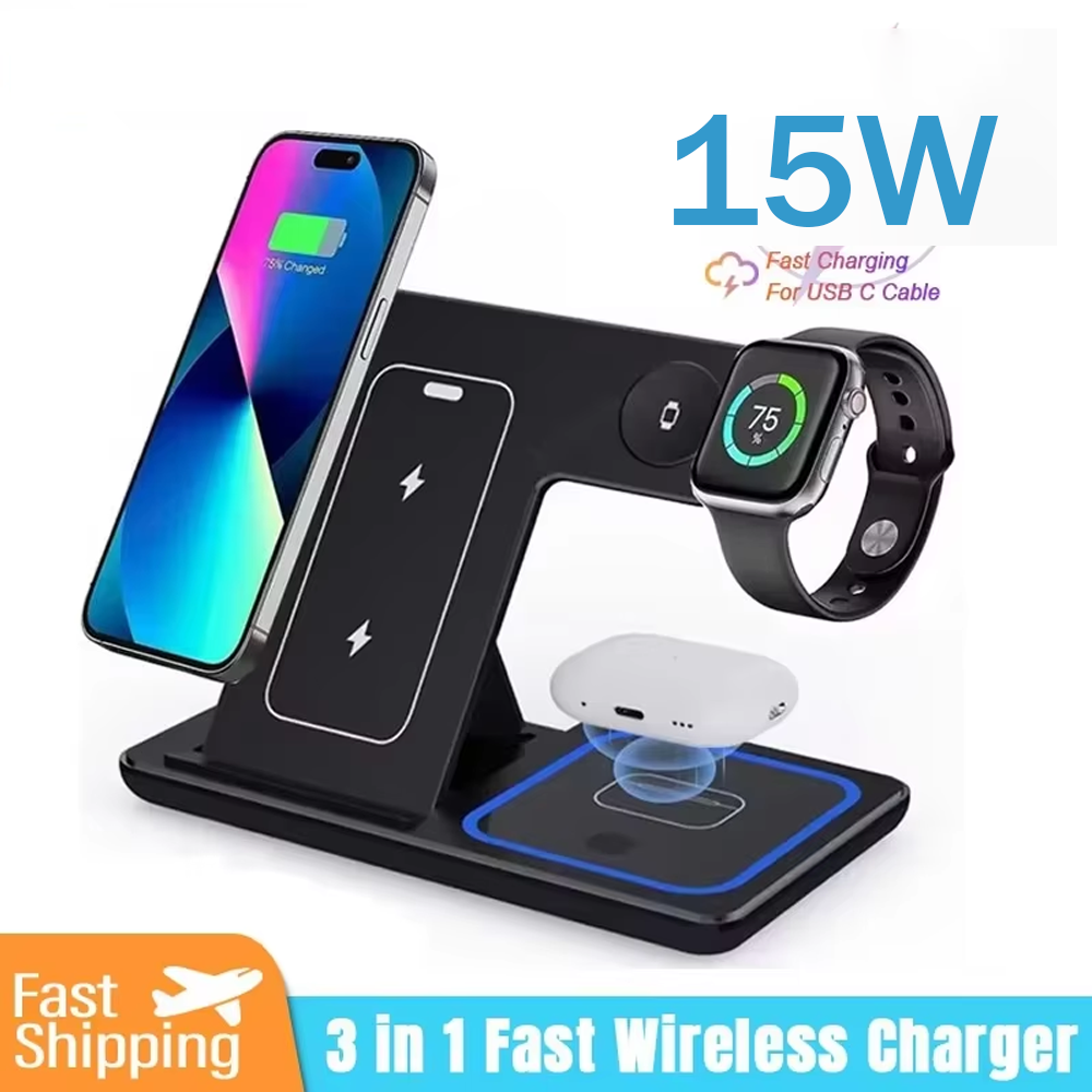 15W 3 in 1 Wireless Charger St - Watch Charging Dock review and price