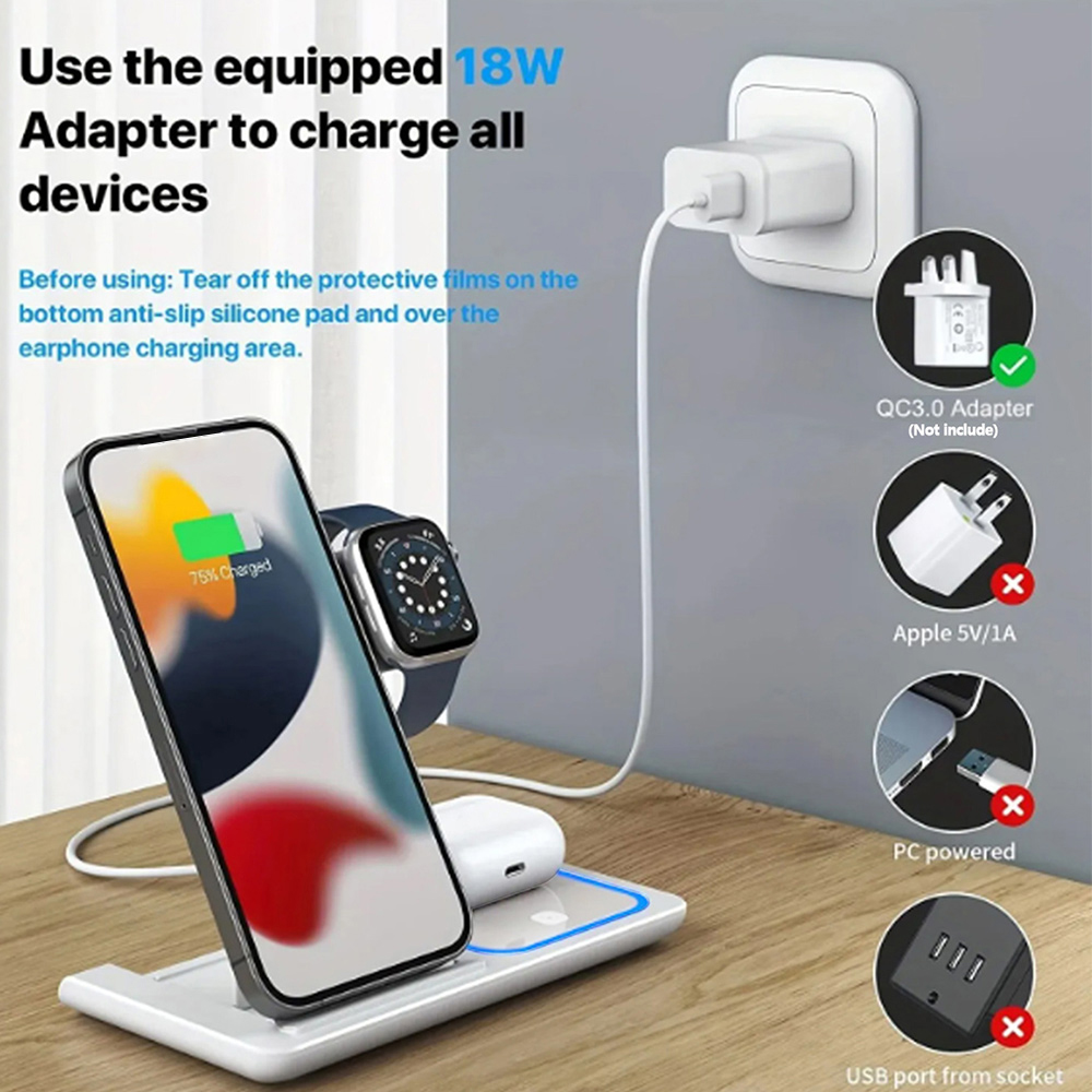 15W 3 in 1 Wireless Charger St - Watch Charging Dock review and price