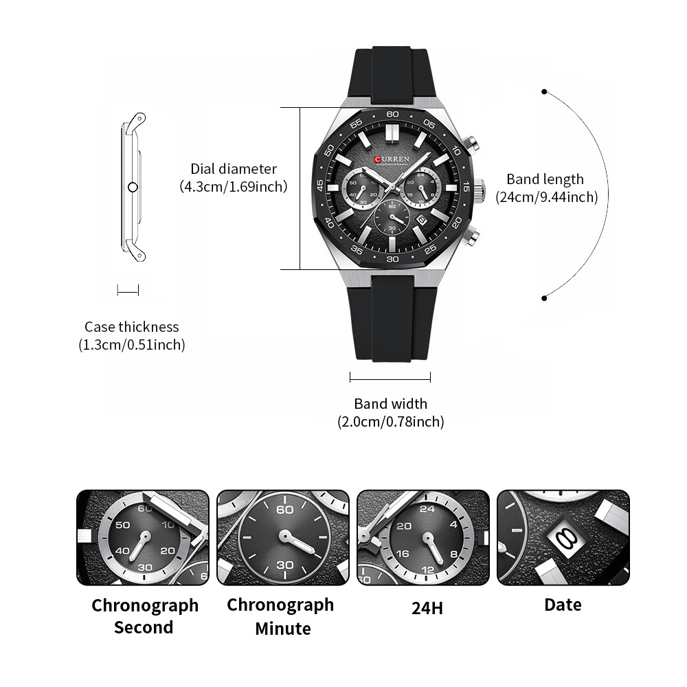 CURREN Fashion Casual Men Spor - Accessories With Watch review and price