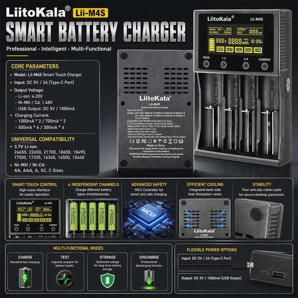Lii-M4S Smart Touch 4-Slot Bat - Smart Accessories review and price