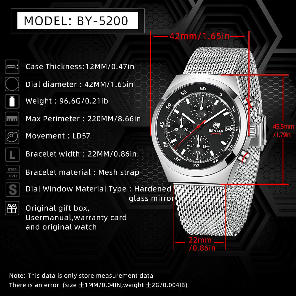 BENYAR Top Luxury Brand Men's  - Accessories With Watch review and price