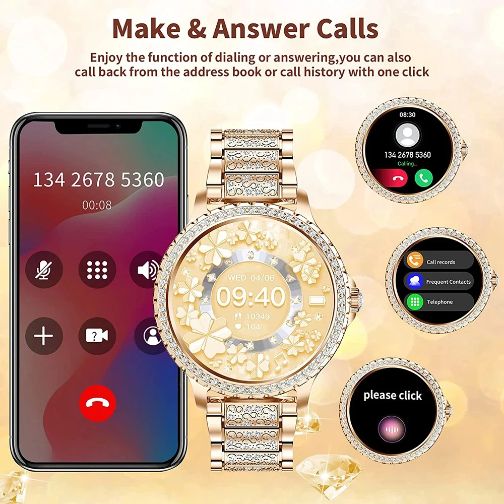 Fashion Luxury Gold Women Smar - Smartwatch Faces review and price