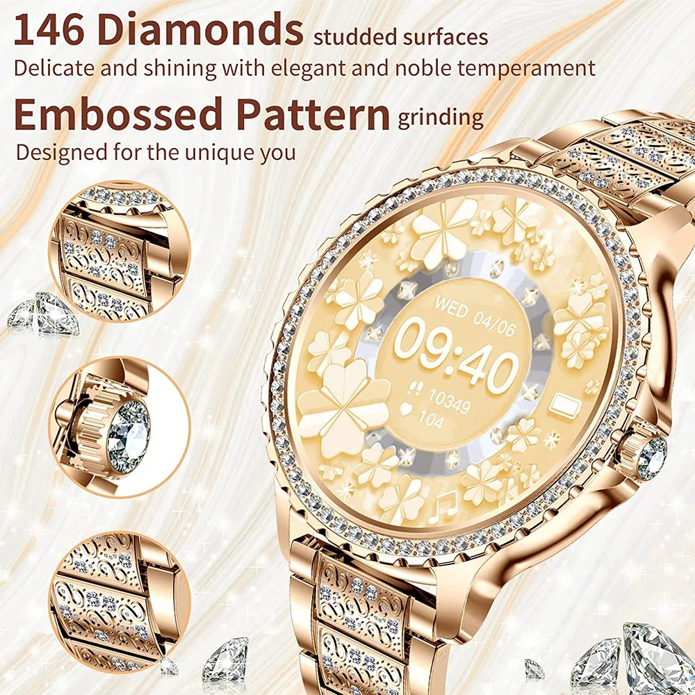Fashion Luxury Gold Women Smar - Smartwatch Faces review and price