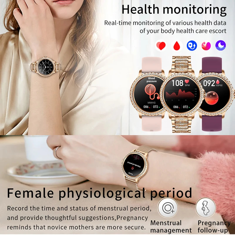 Fashion Luxury Gold Women Smar - Smartwatch Faces review and price